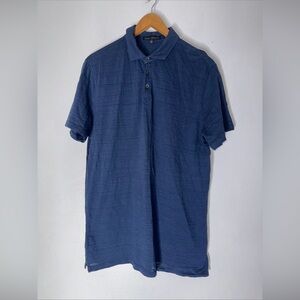 robert barakett Large Navy Blue Short Sleeve Polo Cotton Shirt